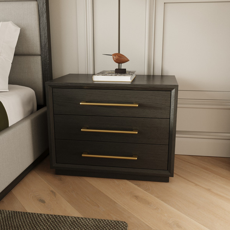 VIG Furniture VGMA-BR-127-NS Modrest Manhattan- Contemporary Grey And Gold Nightstand