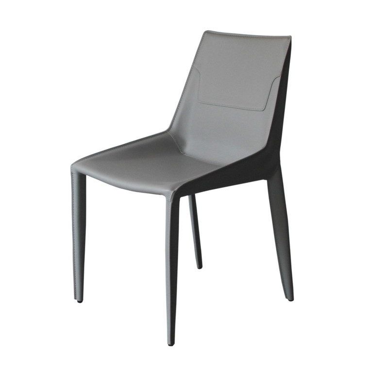 VIG Furniture VGYF-DC1113-LTGR-DC Modrest Halo - Modern Light Grey Saddle Leather Dining Chair Set Of Two