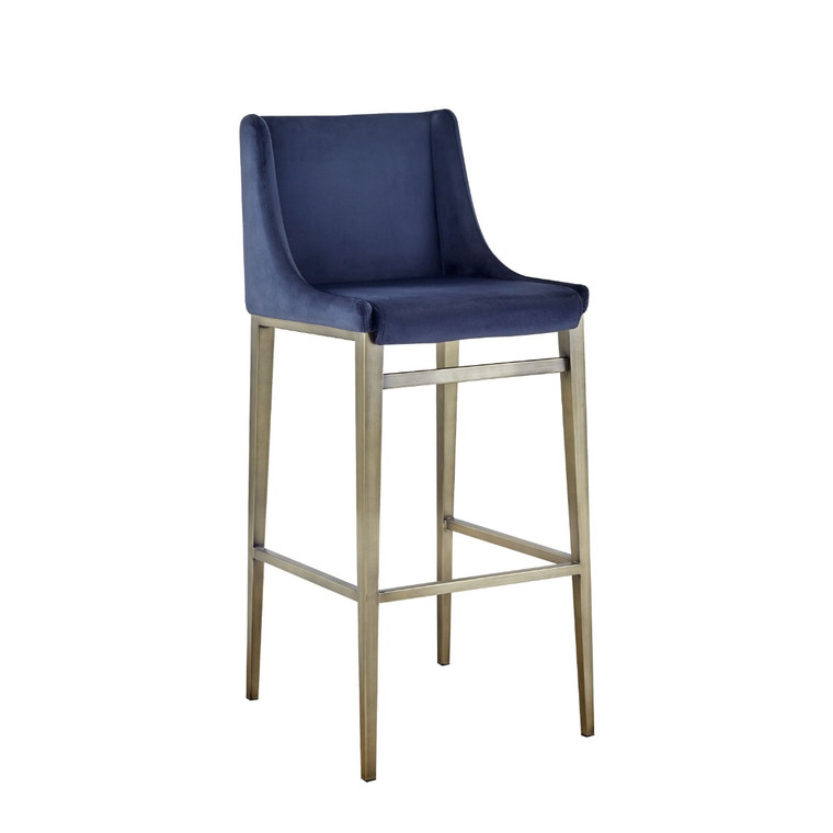 VIG Furniture VGGA-6544CH-C-BL-CS Modrest Mimi - Contemporary Blue Velvet + Brass Counter Stool Set Of 2