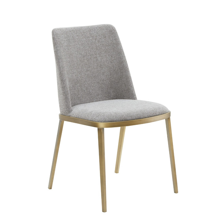 VIG Furniture VGGA-6602CH-C-LG-CS Modrest Brent- Contemporary Light Grey Fabric + Brass Dining Chair Set Of 2