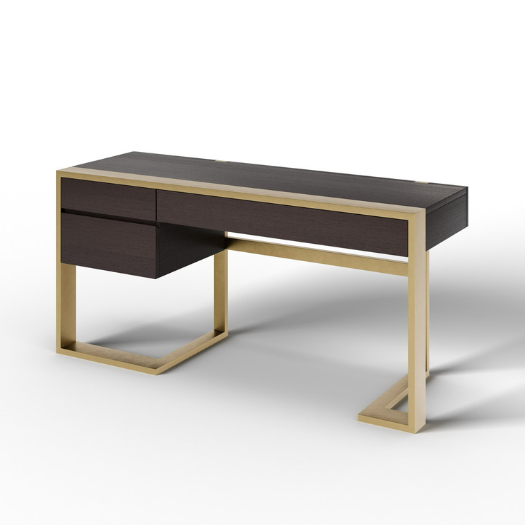 VIG Furniture VGBB-BN-2DK-DWB-DESK Modrest - Modern Fauna Wenge And Brass Desk