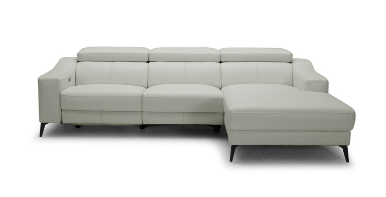 VIG Furniture VGKM-5325-RAF-WHT-SECT Modrest Rampart - Modern L-Shape Raf White Leather Sectional Sofa With 1 Recliner