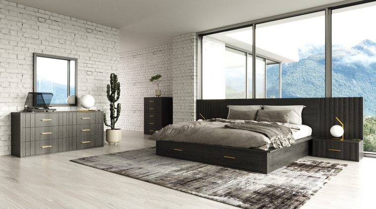 VIG Furniture VGWD-HLF2-BED-SET-EK Modrest Manchester- Contemporary Dark Grey Ek Bedroom Set
