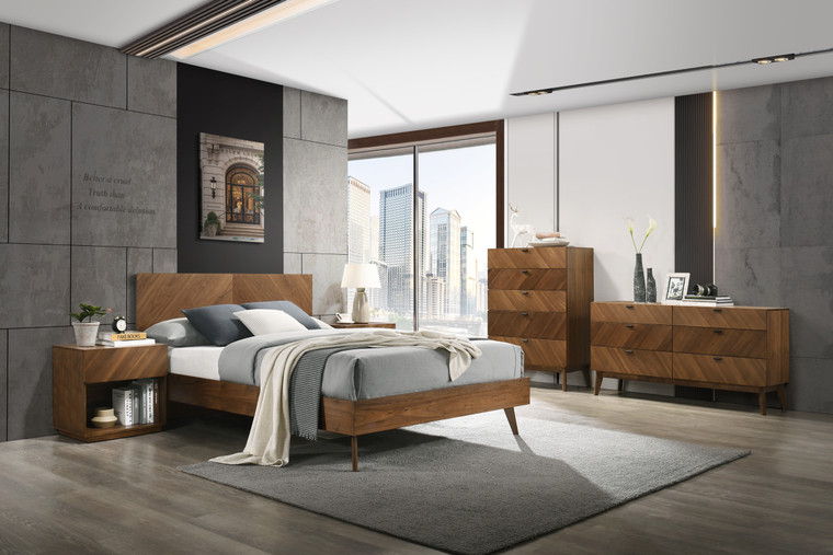 VIG Furniture VGMA-BR-128-SET-Q Nova Domus Kamela -Modern Walnut Q Bedroom Set