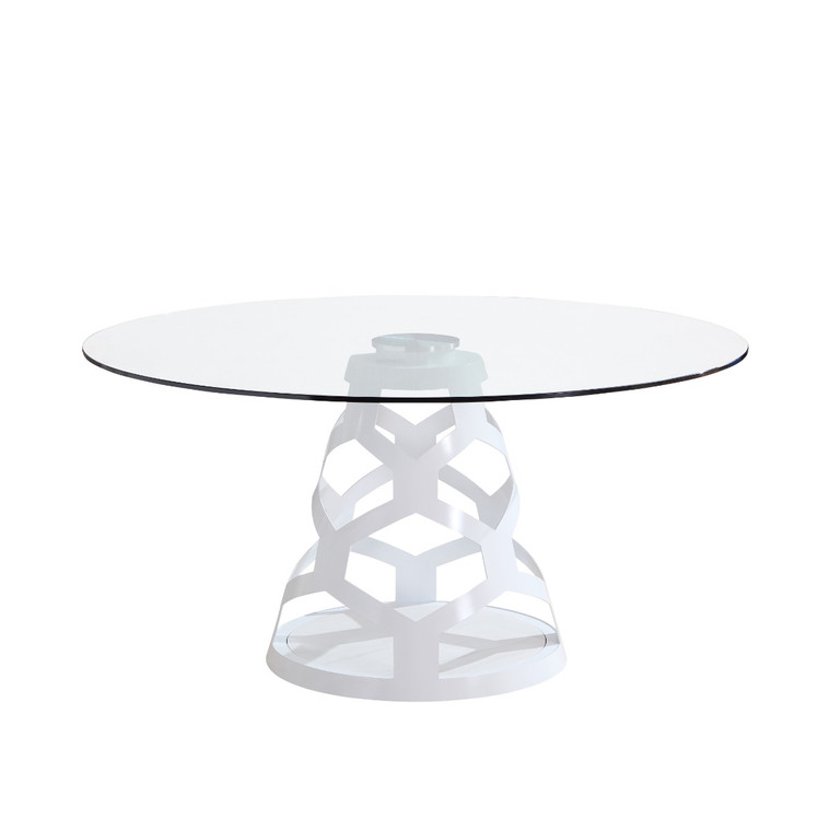 VIG Furniture VGNS-GD8800B-15-W Modrest Lilly - Modern White And Glass Round Dining Table
