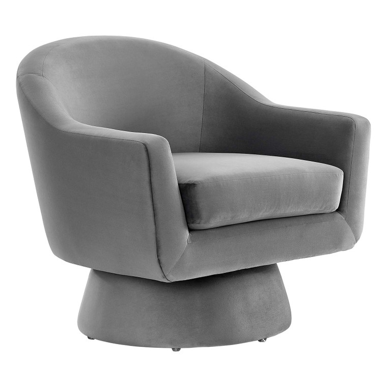 Astral Performance Velvet Fabric And Wood Swivel Chair - Gray EEI-6360-GRY By Modway Furniture