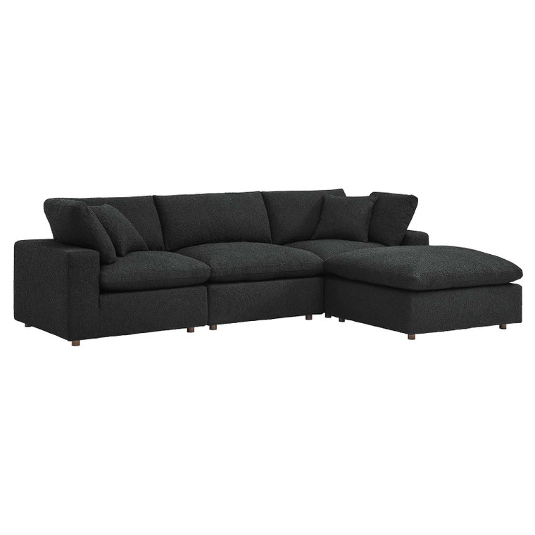 Commix Down Filled Overstuffed Boucle Fabric 4-Piece Sectional Sofa - Black EEI-6363-BLK By Modway Furniture