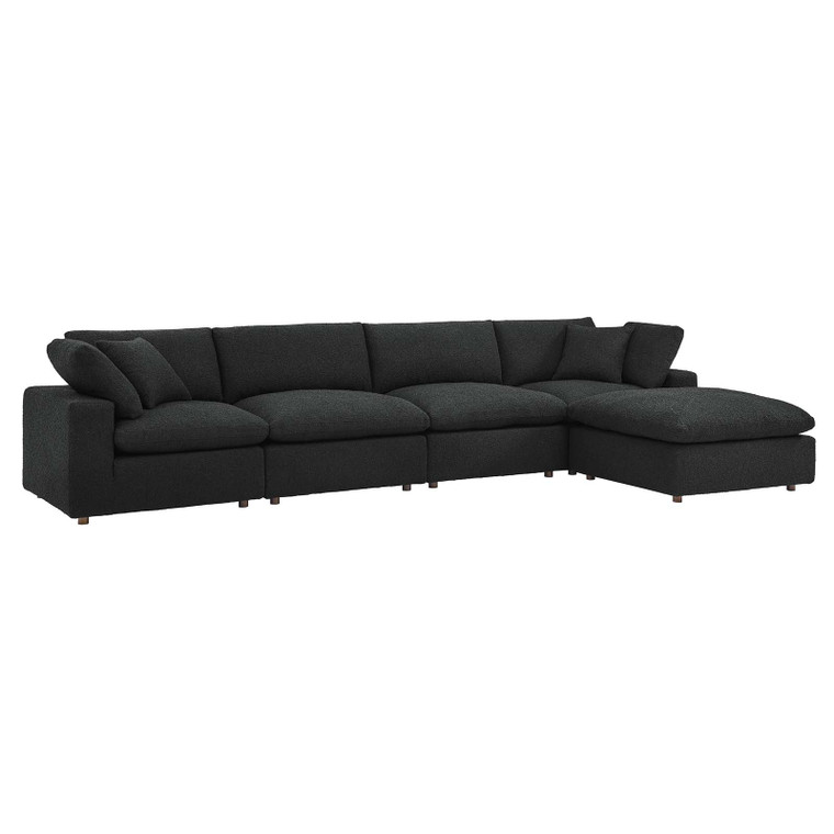 Commix Down Filled Overstuffed Boucle Fabric 5-Piece Sectional Sofa - Black EEI-6365-BLK By Modway Furniture