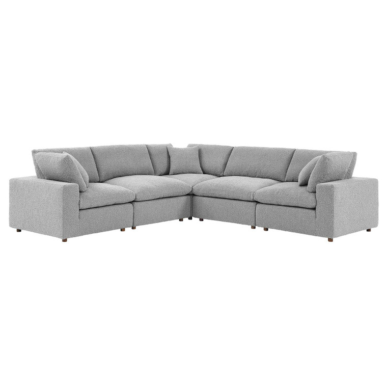 Commix Down Filled Overstuffed Boucle 5-Piece Sectional Sofa - Light Gray EEI-6368-LGR By Modway Furniture