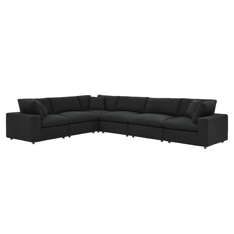 Commix Down Filled Overstuffed Boucle Fabric 6-Piece Sectional Sofa - Black EEI-6369-BLK By Modway Furniture