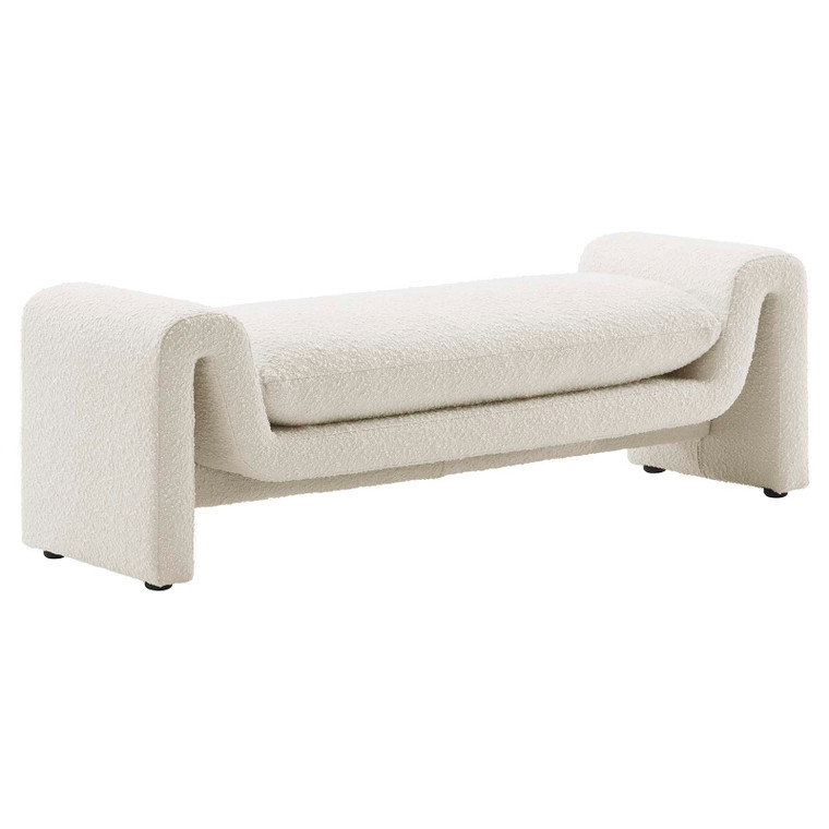 Waverly Boucle Fabric Bench - Ivory EEI-6379-IVO By Modway Furniture