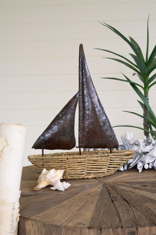 Seagrass Boat With Hand Hammered Metal Sails A6603 By Kalalou