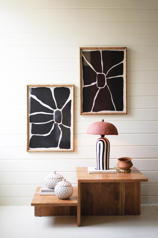 Set Of Two Black & White Framed Abstract Prints Under Glass CHH1504 By Kalalou