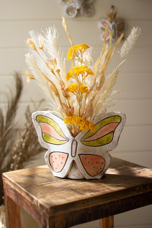 Clay Butterfly Vase H4417 By Kalalou