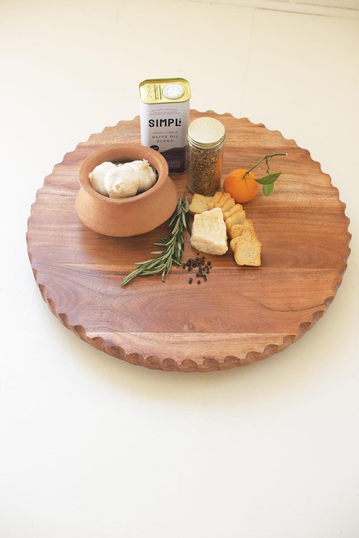 Round Acacia Wood Lazy Susan NAS1013 By Kalalou