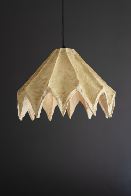 Folded Paper Mache Pendant Light - Natural NAST1004 By Kalalou