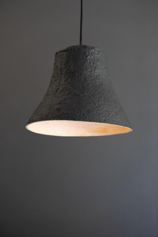 Hat Paper Mache Pendant Light - Black NAST1006 By Kalalou