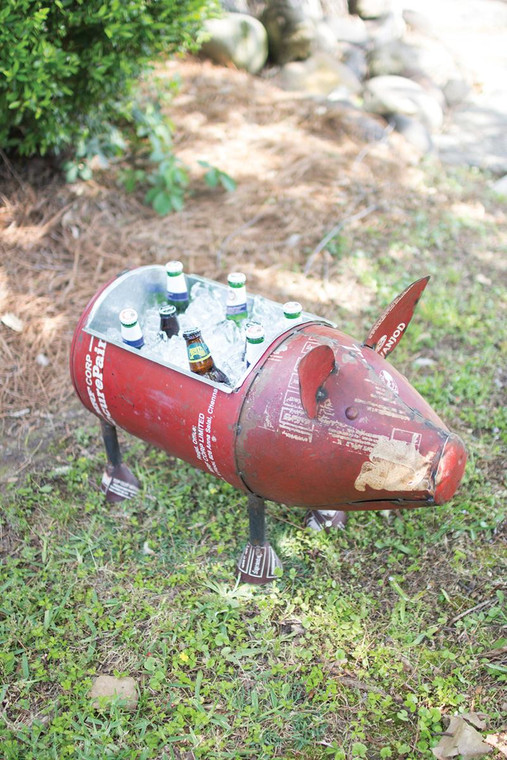 Recycled Iron Pig Cooler/Planter NBA2225 By Kalalou