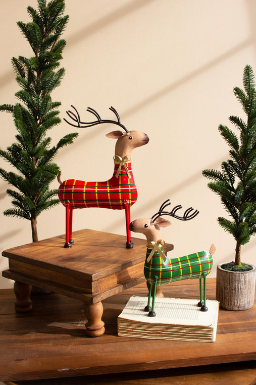 Set Of Two Painted Iron Deer - One Each Color NBA2450 By Kalalou
