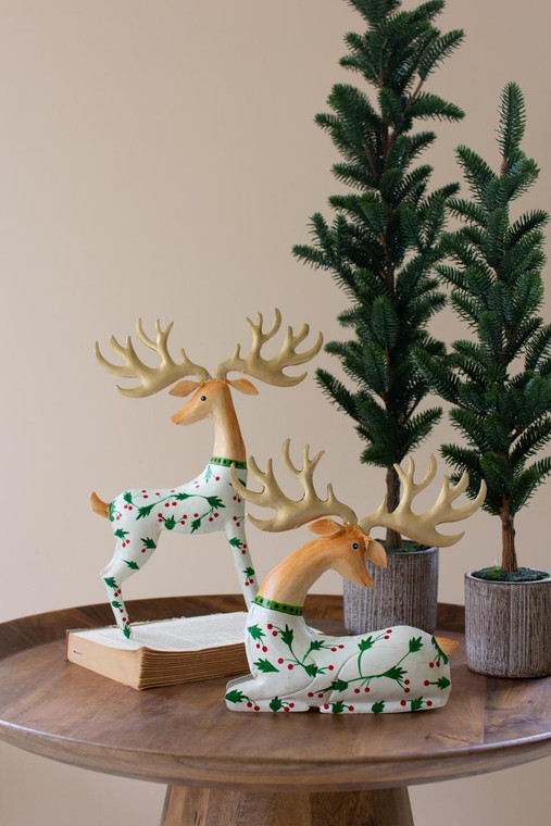 Set Of Two Painted Metal Reindeer NBA2452 By Kalalou