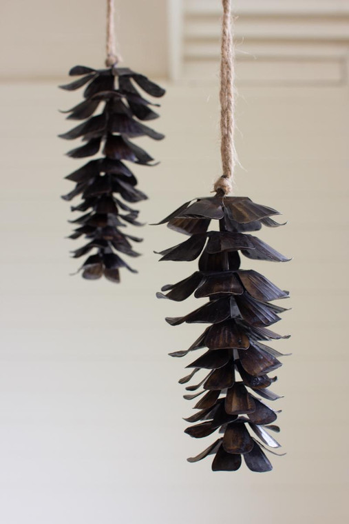 Metal Pine Cone Christmas Ornament - Antique Brown (Pack Of 4) NDE1506 By Kalalou