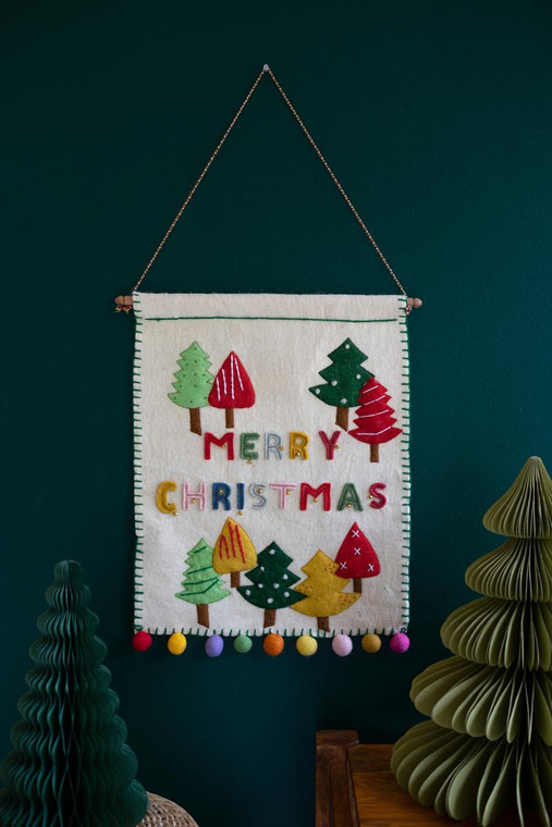 Felt Merry Christmas Door Hanger NKF1089 By Kalalou