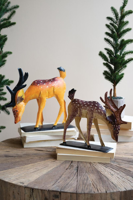 Set Of Two Painted Iron Set Christmas Reindeer NTM1375 By Kalalou