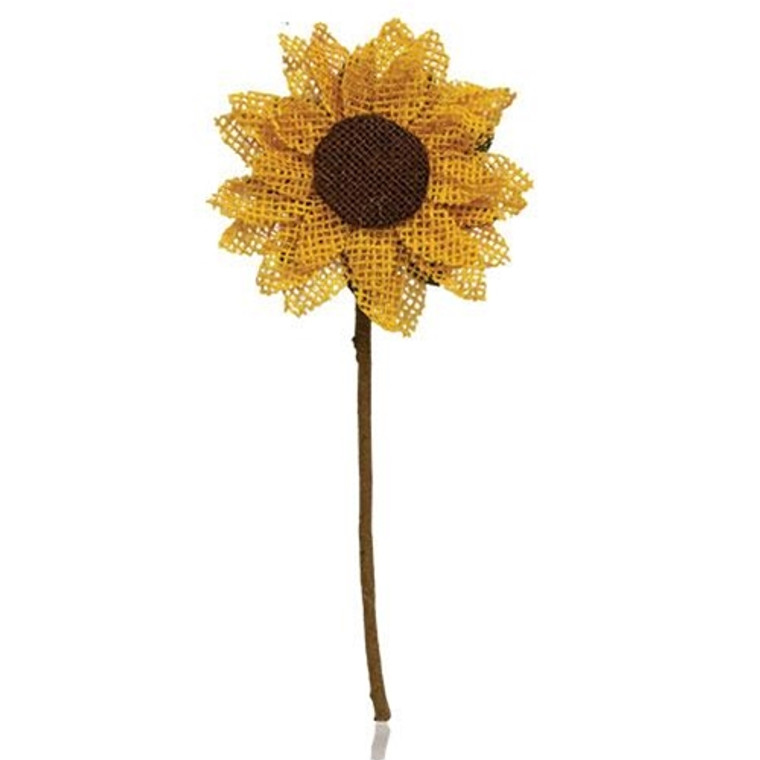 Stiffened Burlap Sunflower Pick FSP26217060 By CWI Gifts