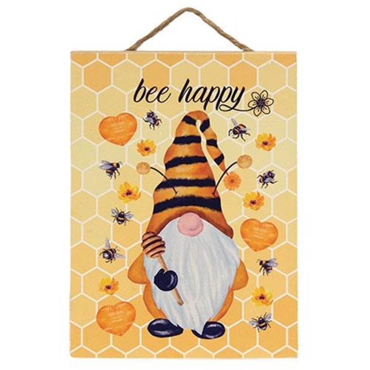 *Bee Happy Gnome & Bees Hanging Sign G06803 By CWI Gifts
