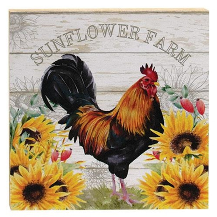 Sunflower Farm Rooster Block G08828 By CWI Gifts
