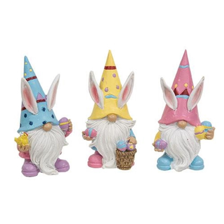 Resin Easter Bunny Gnome 3 Asstd. (Pack Of 3) G2566870 By CWI Gifts