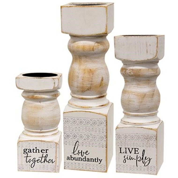 3/Set Wooden Pedestal Candle Holders G2675390 By CWI Gifts