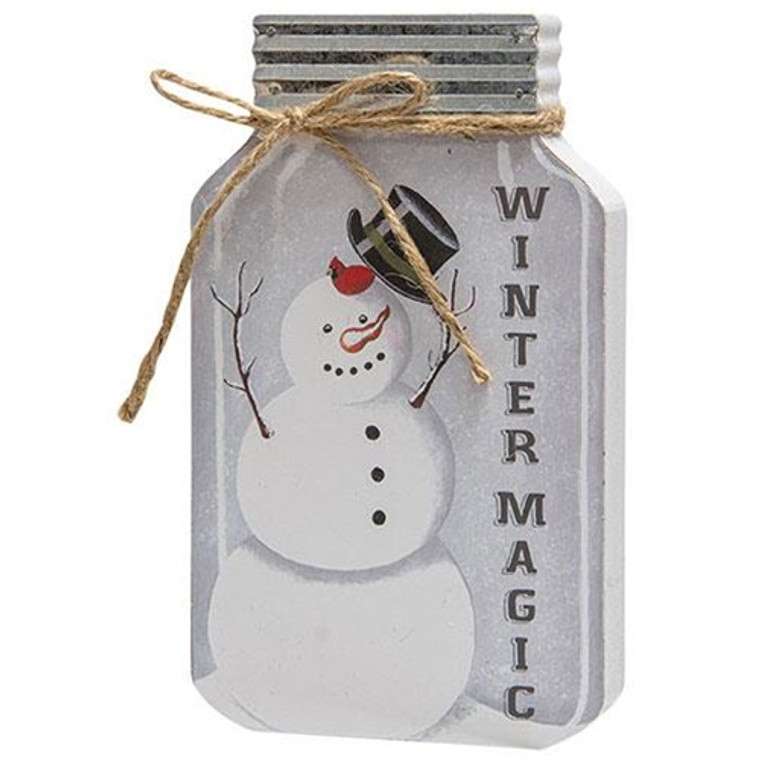 *Winter Magic Snowman Chunky Mason Jar Sitter G36192 By CWI Gifts
