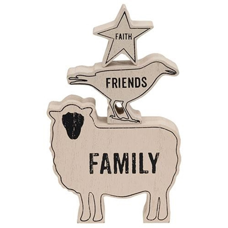 3/Set Faith Family Friends Animals Stacking Blocks G36239 By CWI Gifts