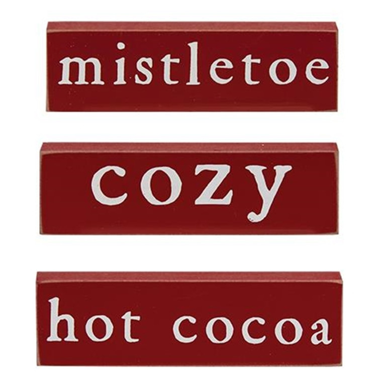 Cozy Mistletoe Or Hot Cocoa Thin Mini Block 3 Asstd. (Pack Of 3) G36335 By CWI Gifts