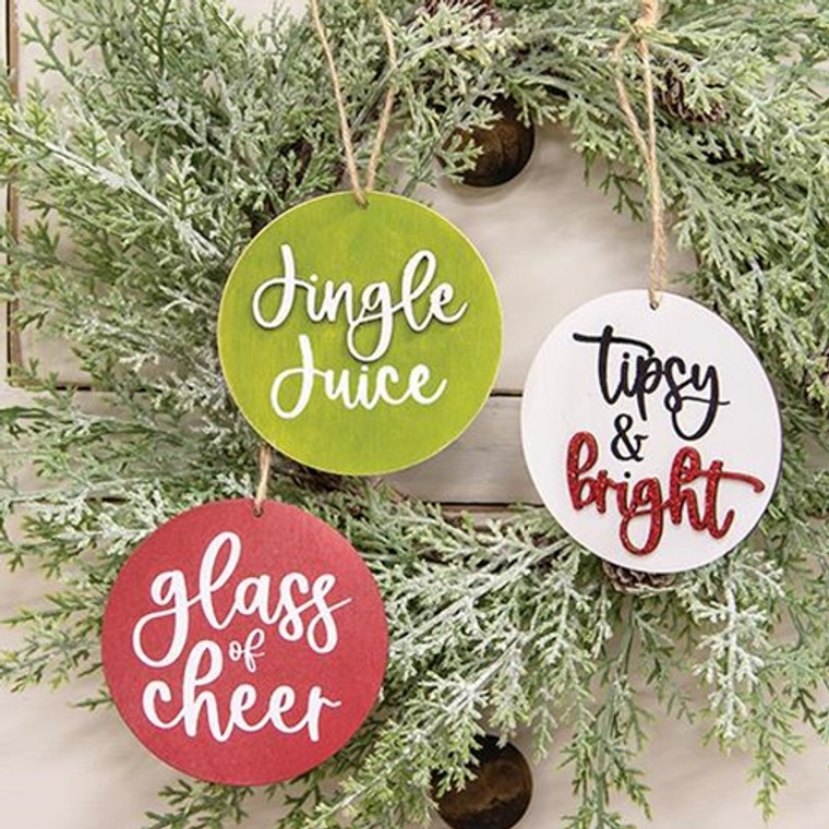 Tipsy & Bright Ornament 3 Asstd. (Pack Of 3) G36496 By CWI Gifts