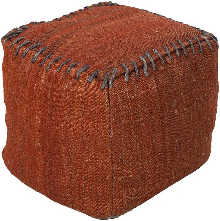 Surya Cube Pouf - Red And Brown POUF-189