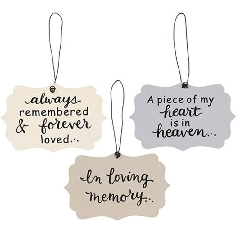 In Loving Memory Ornament 3 Asstd. (Pack Of 3) G36701 By CWI Gifts