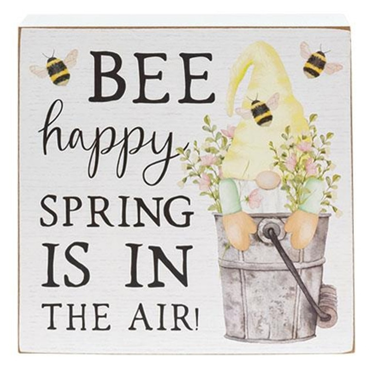 *Bee Happy Spring Is In The Air Gnome Box Sign G36851 By CWI Gifts