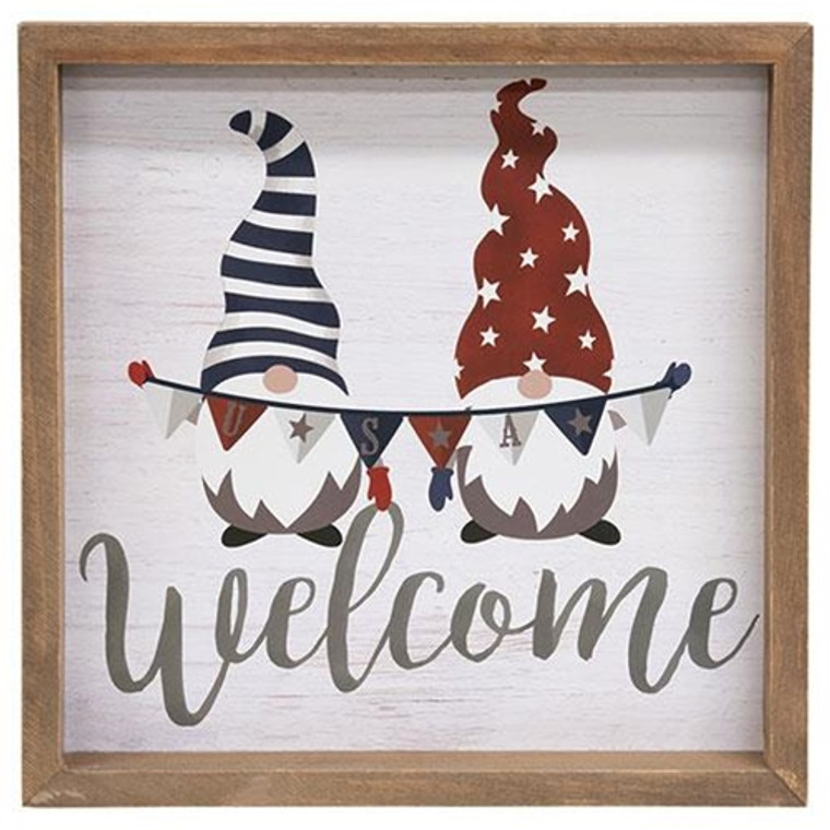 Gnome Usa Welcome Framed Sign G37054 By CWI Gifts