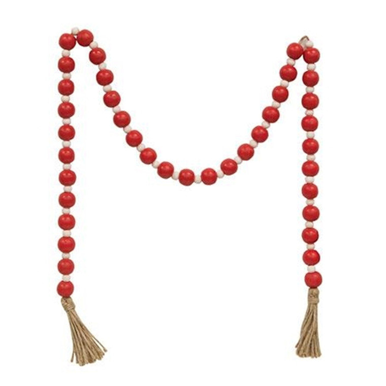Red & White Bead Garland W/Tassel G37168 By CWI Gifts