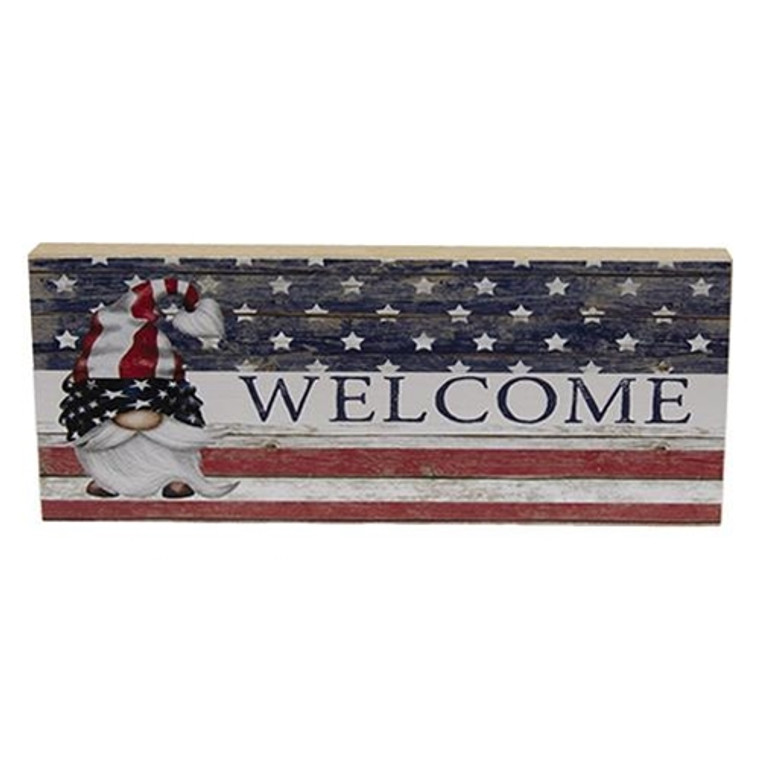 *Gnome & Flag Welcome Block G41028 By CWI Gifts