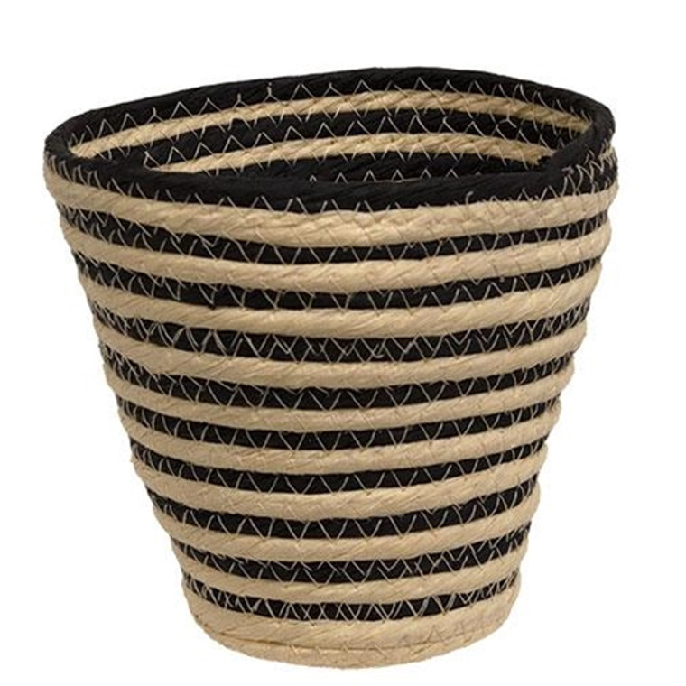 *Cream & Gray Striped Corn Husk Planter Basket G60670 By CWI Gifts