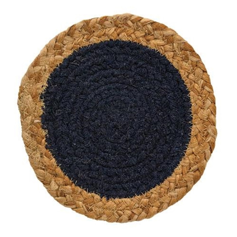 Jute & Cotton Candle Mat Navy 6.75" G61209 By CWI Gifts