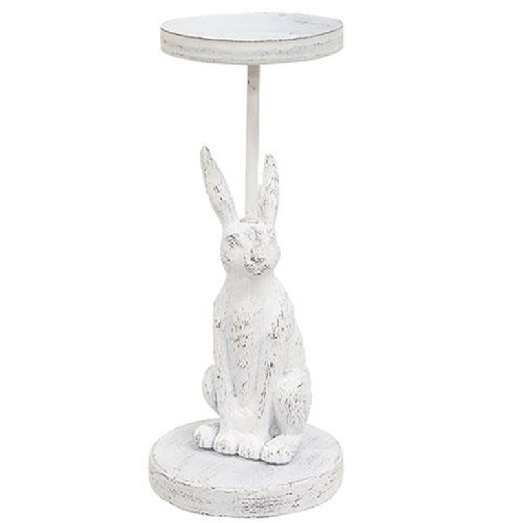 White Bunny Metal Pillar Candle Holder 8.25" G65333 By CWI Gifts