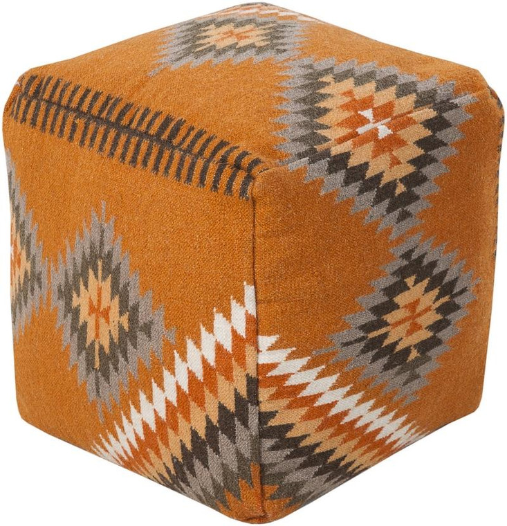 Surya Cube Pouf - Orange And Green POUF-200