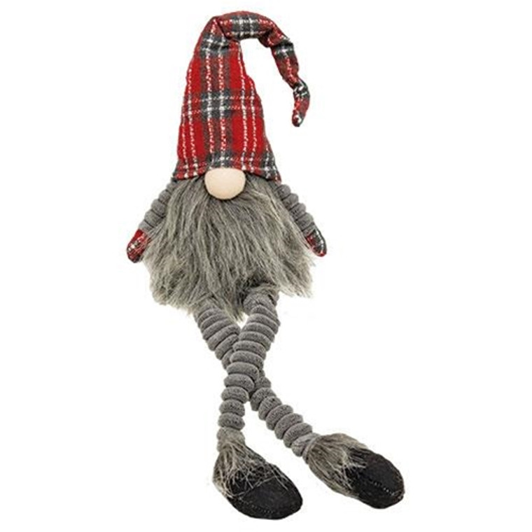 *Dangle Leg Plaid Santa Gnome GADC3037 By CWI Gifts