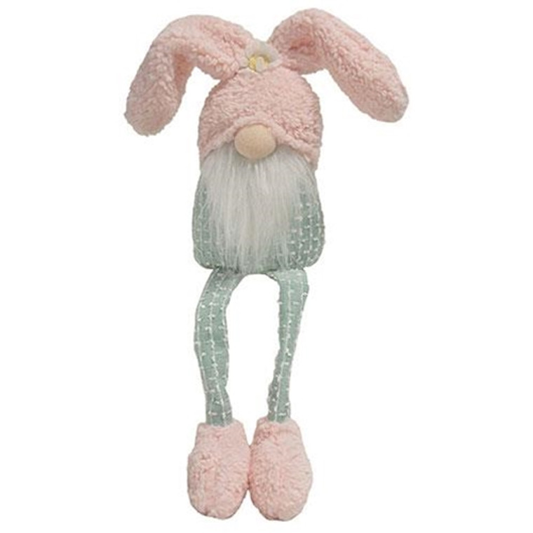 Fuzzy Pink & Green Dangle Leg Gnome GADC5027 By CWI Gifts