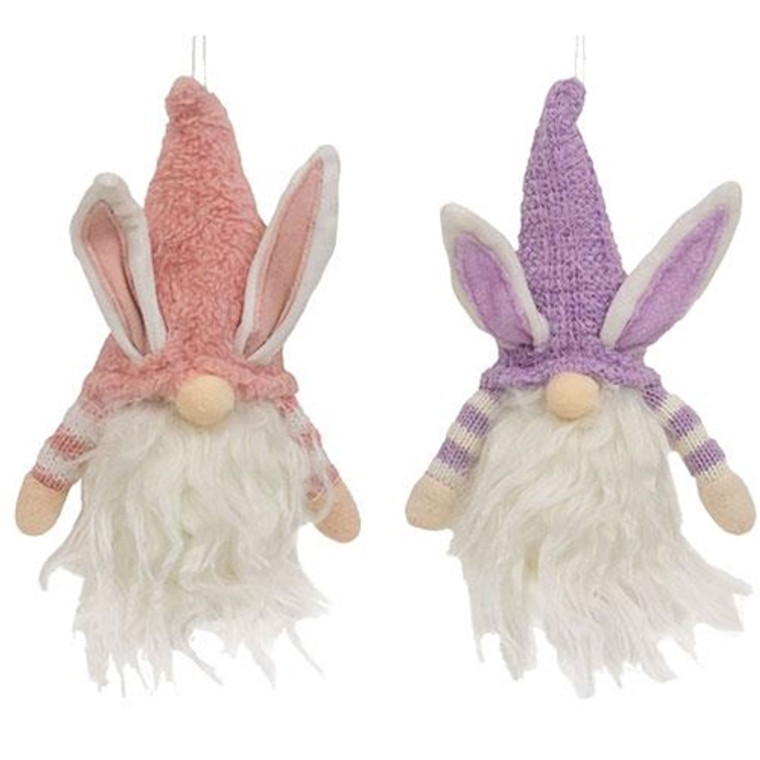 Striped Gnome Easter Bunny Ornament 2 Asstd. (Pack Of 2) GADC5052 By CWI Gifts