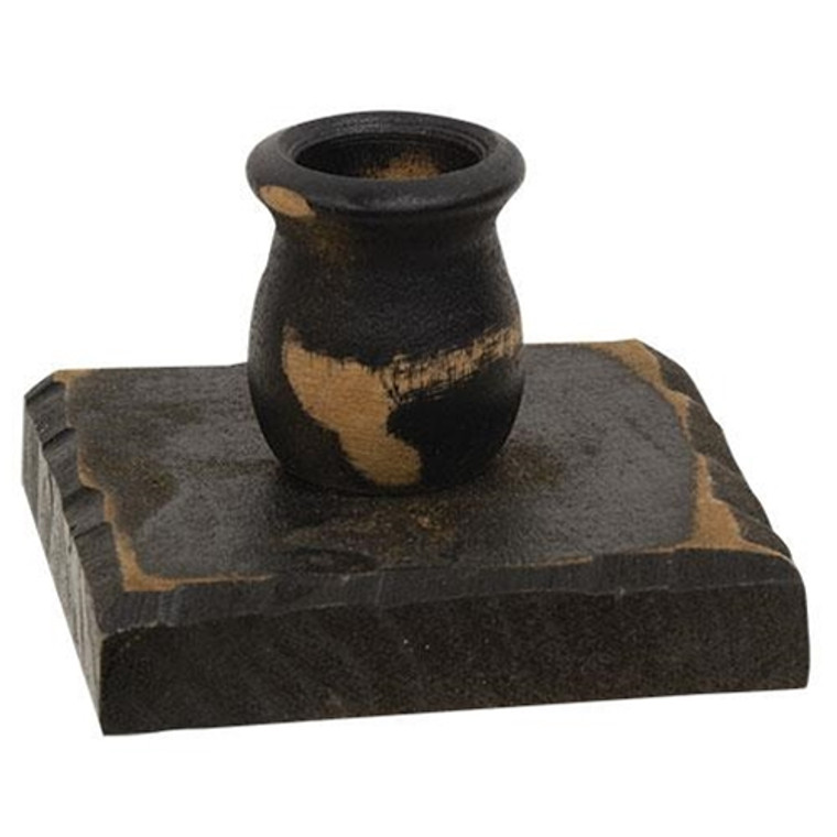 Distressed Black Wooden Square Taper Holder GBH04BK By CWI Gifts